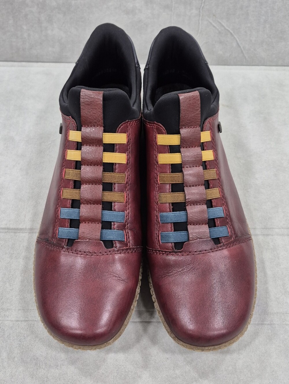 Rieker Tex Liv slip on shoes women's 10 burgundy leather colorful bungee laces - Picture 3 of 12